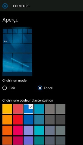 Personnalisation Lumia windows 10