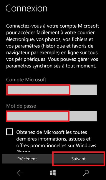 Activation Microsoft Lumia Windows 10 compte microsoft connexion 14