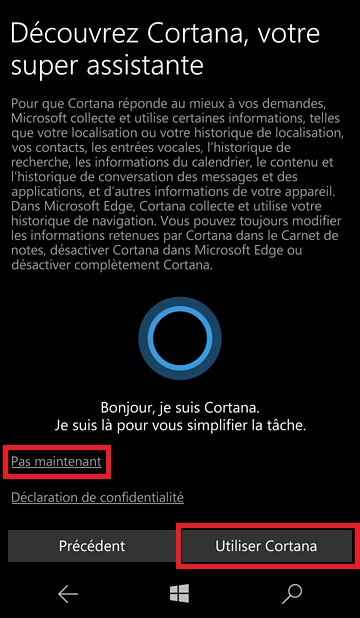 compte microsoft mise en route cortana 16