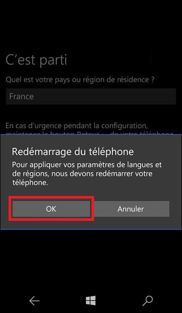 Activation Microsoft Lumia Windows 10 redemarrage 3