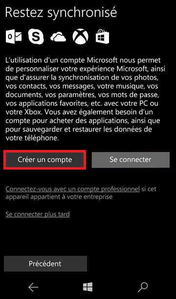 Activation Microsoft Lumia Windows 10 compte microsoft 13 creer compte