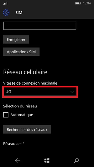 Internet Lumia Windows 10 vitesse de connexion 4G