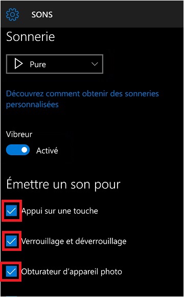 Personnalisation Lumia windows 10 son