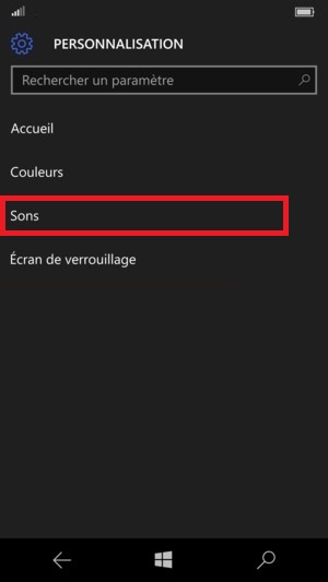 Personnalisation Lumia windows 10 son