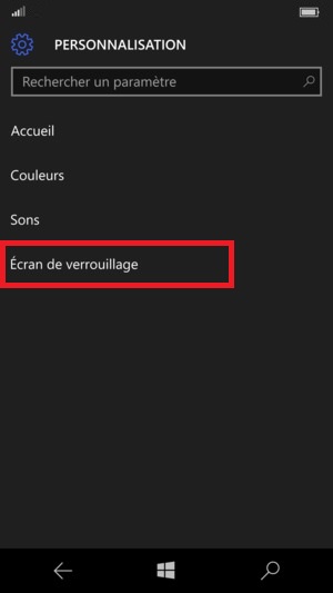 Personnalisation Lumia windows 10 verrouillage