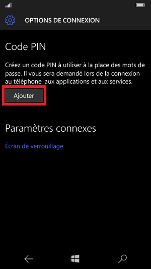 contact code pin ecran verrouillage Microsoft Nokia Lumia (Windows 10) verrou 6