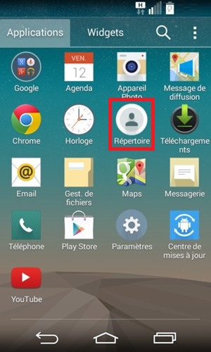 LG android 4.4 applis repertoire