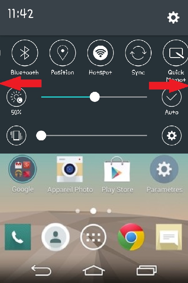LG android 4.4 centre de notif