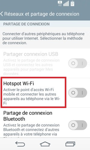 LG android 4.4 partage wifi