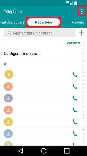 contact code pin ecran verrouillage LG android 5.1 copier contact