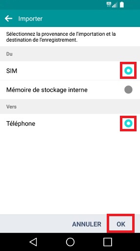 contact code pin ecran verrouillage LG android 5.1 de sim vers tel