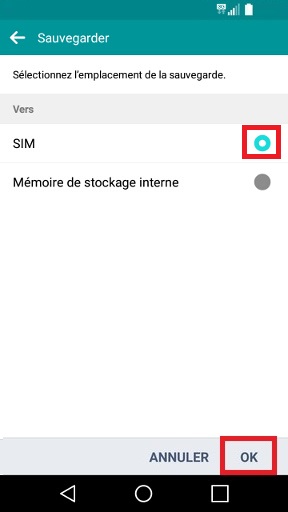 contact code pin ecran verrouillage LG android 5.1 de tel vers SIM 2