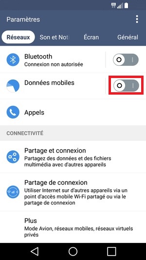 internet LG android 5 . 1 donnée mobile desactivé