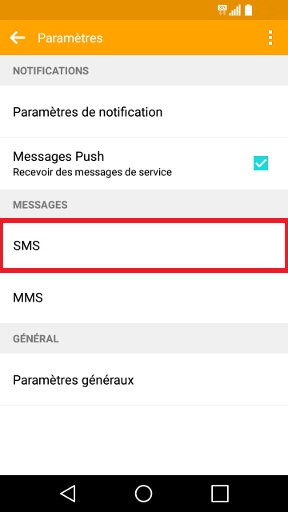 SMS LG android 5 . 1 parametre SMS