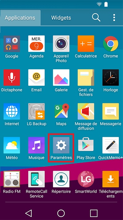 Applications LG android 5 . 1 parametre