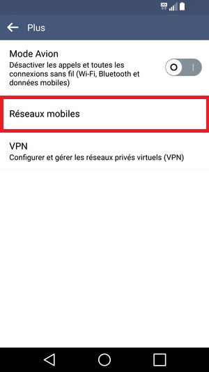 internet LG android 5 . 1 reseau mobile