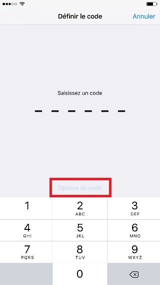 contact code pin ecran verrouillage iPhone 6