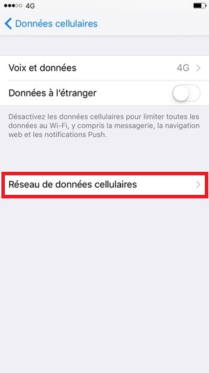 MMS iPhone 6, 6S, Plus, SE réseau de données cellulaires