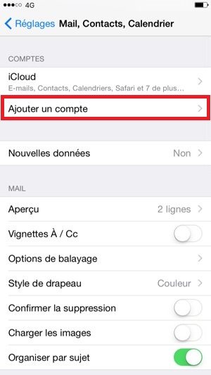 mail iPhone 6 ajout compte