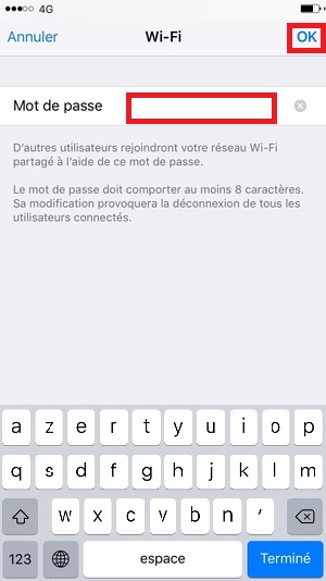 internet iPhone 6 6S plus SE partage de connexion mot de passe