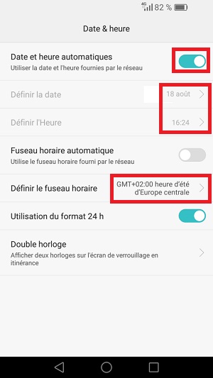 SMS Huawei android 6 date heure