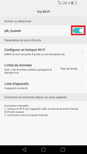 internet Huawei android 6 partage internet