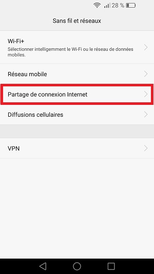 internet Huawei android 6 partage internet