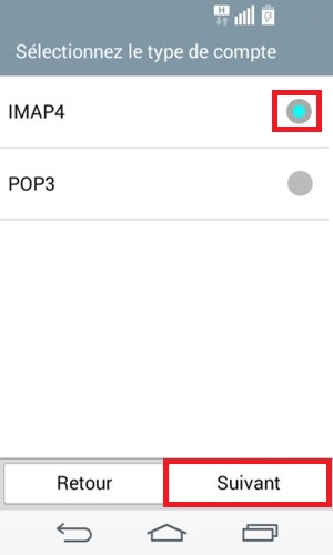 LG android 4.4 mail imap4 suivant