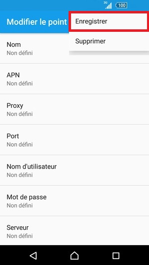 internet Sony android 5 . 1 APN enregistrer 2