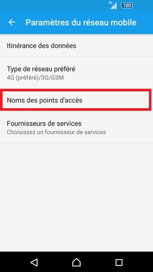 MMS Sony android 6.0 noms des point acces