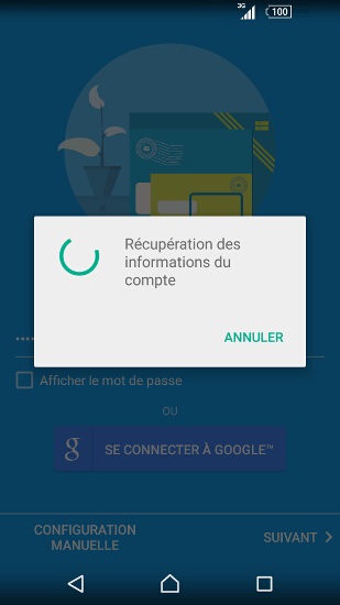 mail Sony android 5.1 recuperer mail