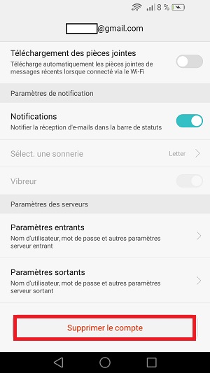 mail Huawei supprimer compte