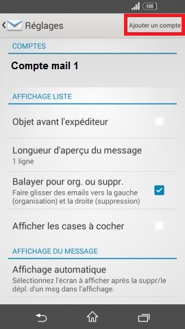 mail Sony android 4.4 ajouter un compte