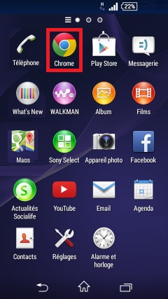 internet Sony android 4 . 4 applis chrome