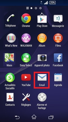 mail Sony android 4.4 appli email