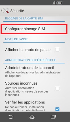 contact code pin ecran verrouillage Sony (android 4.4) blocage SIM