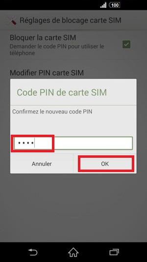 contact code pin ecran verrouillage Sony (android 4.4) code pin confirmer