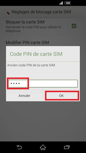 contact code pin ecran verrouillage Sony (android 4.4) code pin