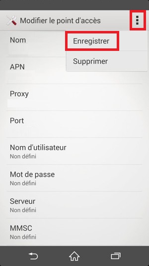 internet Sony android 4 . 4 enregistrer APN