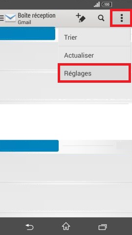 mail Sony android 4.4 mail 3 point reglages