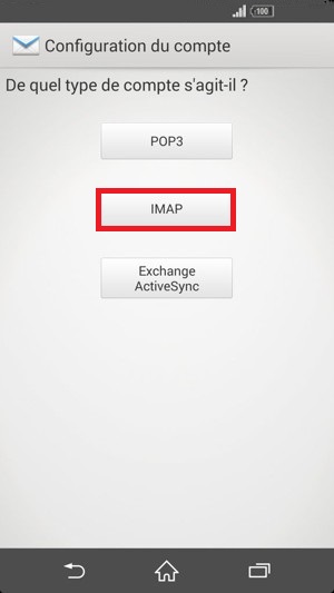 mail Sony android 4.4 mail imap