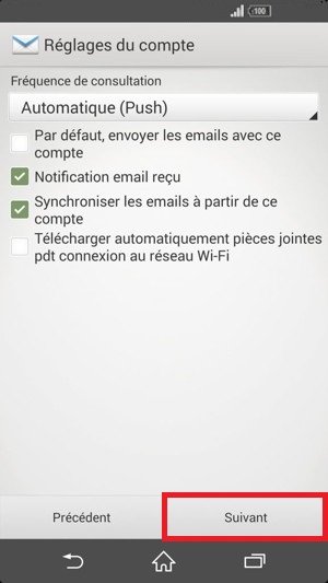 mail Sony android 4.4 mail notification