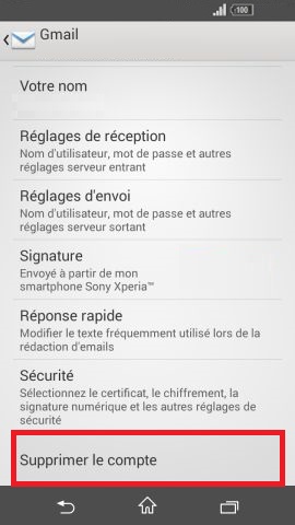 mail Sony android 4.4 mail suppression
