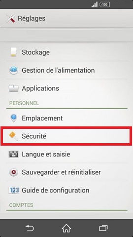 contact code pin ecran verrouillage Sony (android 4.4) securite