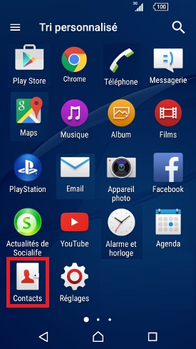 contact code pin ecran verrouillage Sony (android 5.1) contact