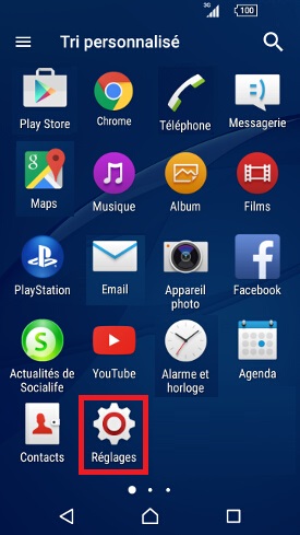 Application Sony android 5.1 reglages