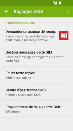 SMS Wiko android 6.0 accusé de réception