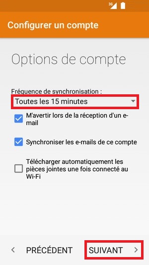 mail wiko android 6.0 fréquence de syncrhonisation
