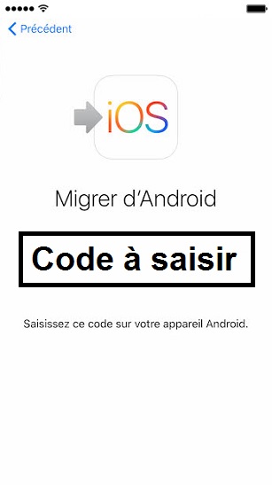 Transférer ses données iPhone-code-a-saisir