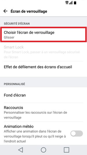 contact code pin ecran verrouillage LG G5-choix-verrou